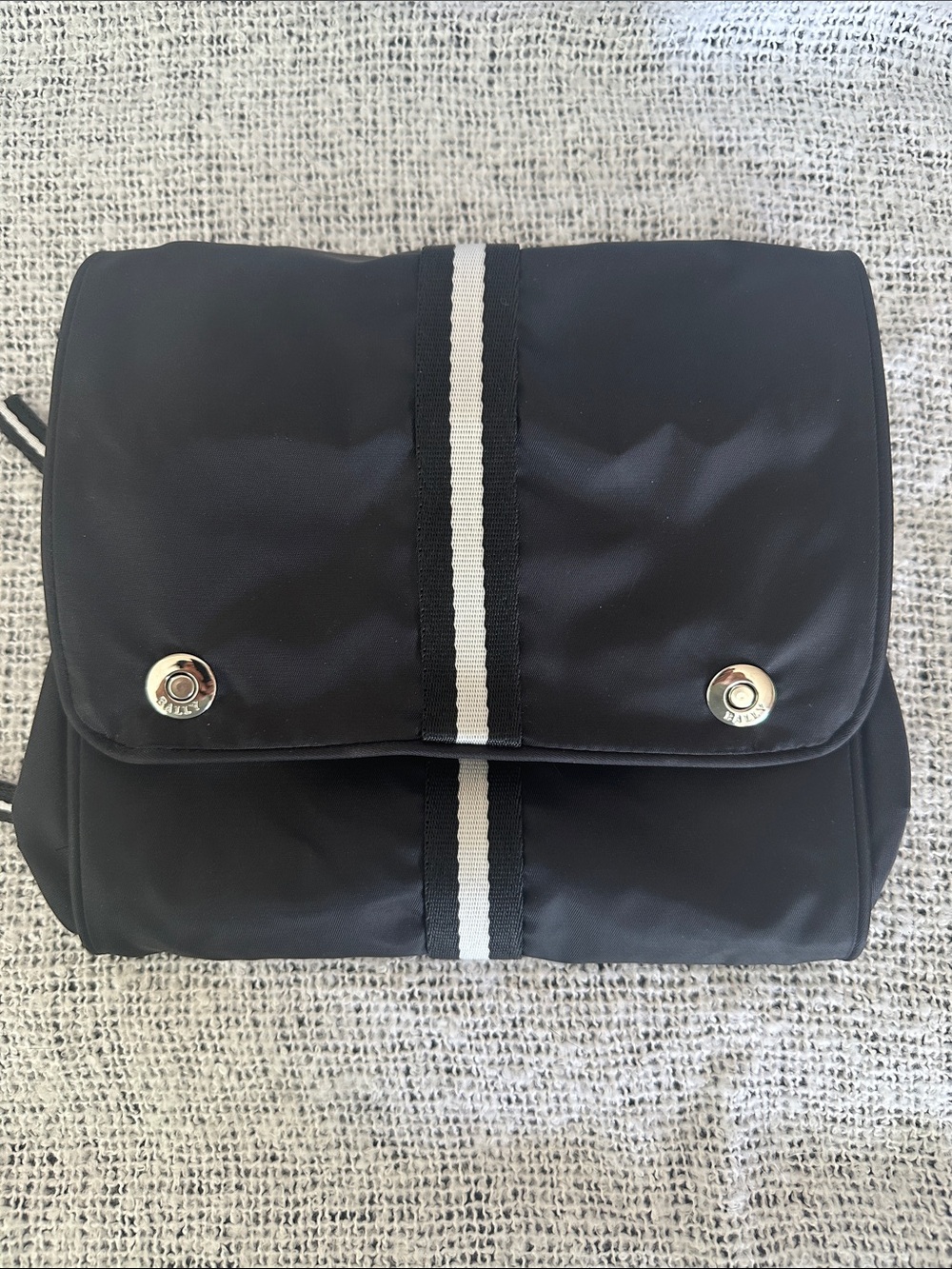 Bally Black Hanging Toiletry Pouch with Silver Ring